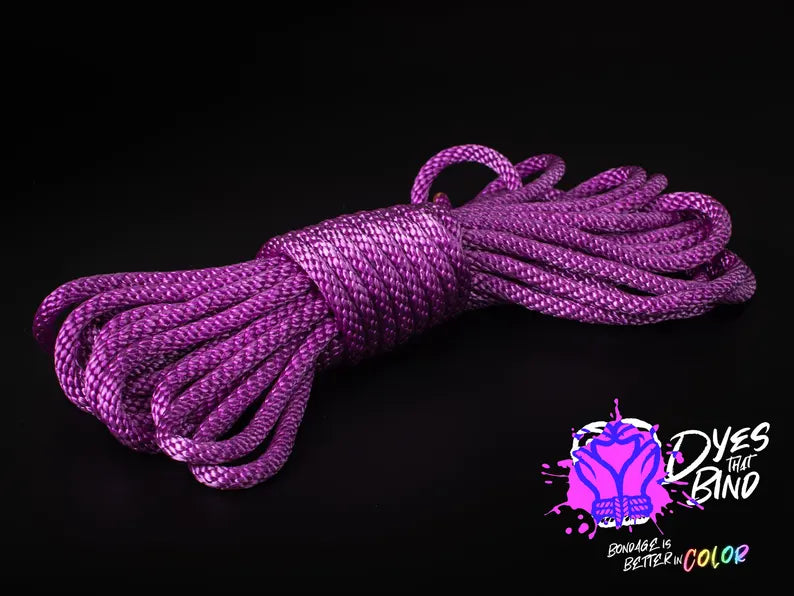 Neon Violet Solid Braid Silky Nylon Rope - 30ft hank