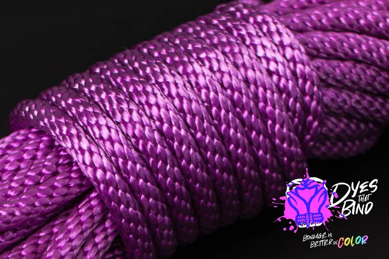 Neon Violet Solid Braid Silky Nylon Rope - 30ft hank