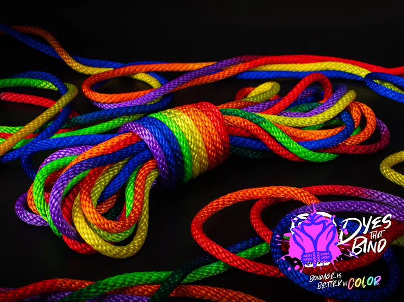 Rainbow Solid Braid Silky Nylon Rope - 30ft hank
