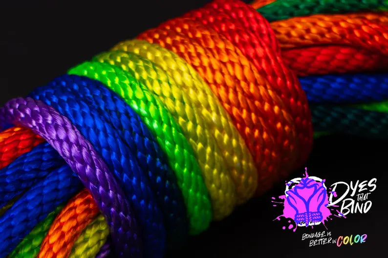 Rainbow Solid Braid Silky Nylon Rope - 30ft hank