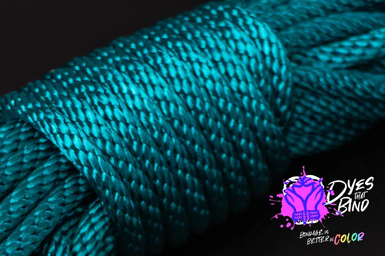 Emerald Teal Solid Braid Silky Nylon Rope - 30ft hank