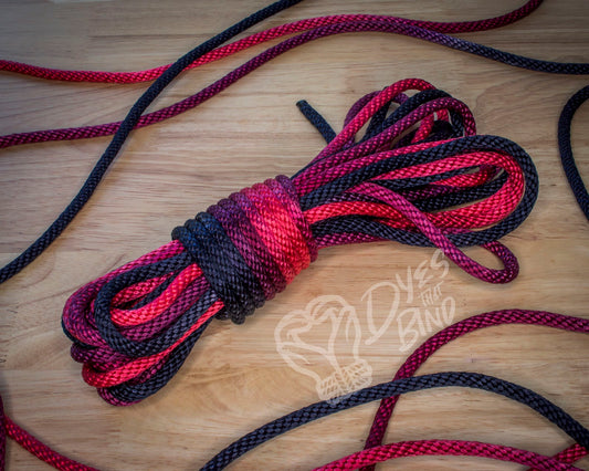 Red & Black Solid Braid Silky Nylon Rope - 30ft hank