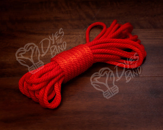 Fire Red Solid Braid Silky Nylon Rope - 30ft hank