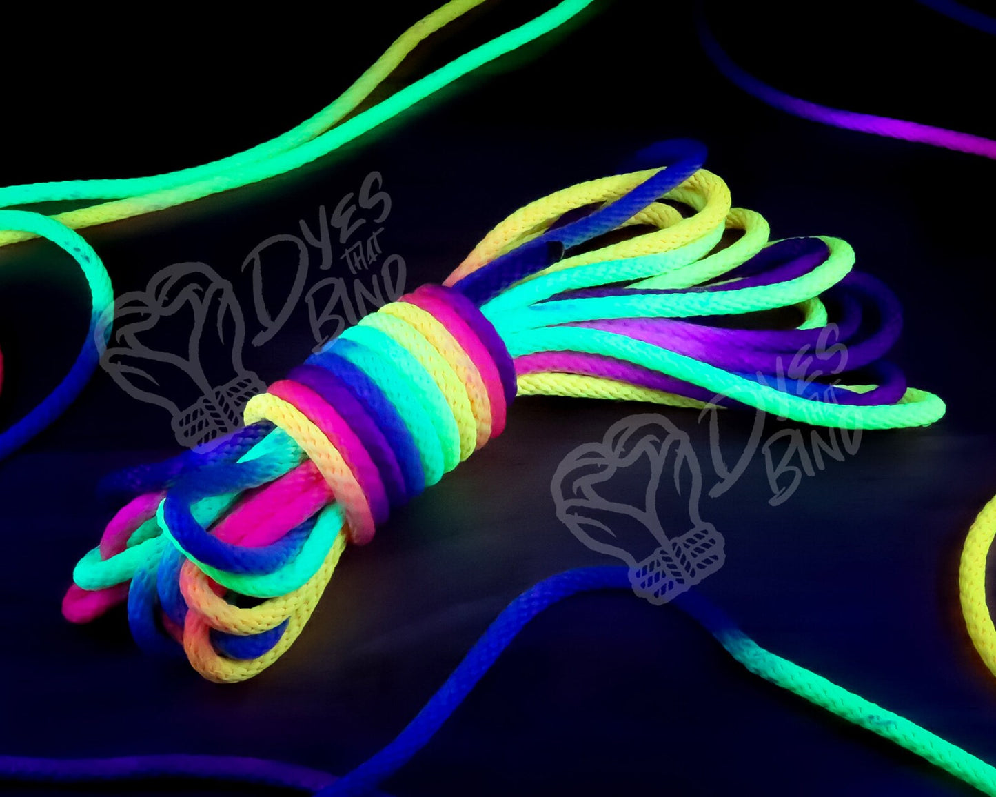 Neon Rainbow Solid Braid Silky Nylon Rope - 30ft hank