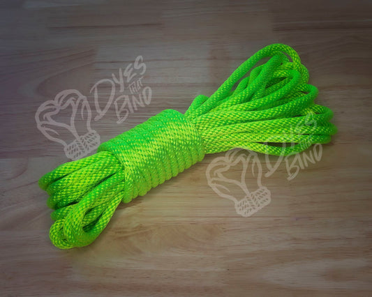 Neon Green Solid Braid Silky Nylon Rope - 30ft hank