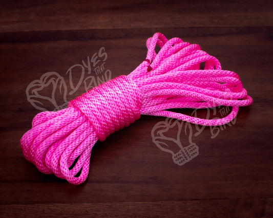Neon Pink Solid Braid Silky Nylon Rope - 30ft hank